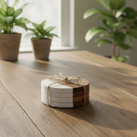 Sous-verres et tapis en bois écologiques classiques ronds en marbre noir personnalisés en gros pour boissons et café, avec gravure
