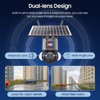 Caméra de sécurité solaire 4G 6MP 2024 avec zoom 12X, double objectif, PIR, vision nocturne, WiFi extérieur, batterie intégrée, objectif 3,6 mm