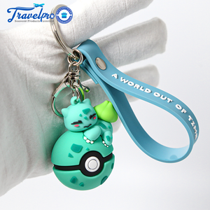 Hot Sale Plastic PVC Rubber 3D Anime Pokem Keychains Bag Hanging Ornaments Cartoon Wristlet Key Chain