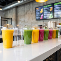 Gobelets à smoothie Kingstar 20 oz en PET transparent de qualité supérieure avec couvercles à dôme prêts à l'emploi pour les bars à jus
