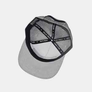 Atacado Moda Personalizado Bordado Borda Plana Snapback Chapéus Couro Borda Lado Tecido Patch hip hop caps