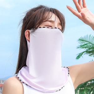 Masque de protection solaire pour le visage en soie glacée respirante, cache-cou pour femmes, idéal pour le cyclisme et les sports d'été - Product Image 1