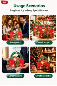 Red Christmas Gift Packaging Wreath Handle HD Printing Durable Cardboard Retail Presents <b>Party</b> Favors Handled Gift <b>Box</b> - Product Image 5