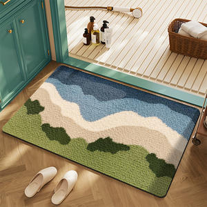 Alfombra de Baño Rectangular de Terciopelo Cristalino con Diseño Floral, Antideslizante, de Fibra de Poliéster, Estilo Americano, para Entrada de Casa, Resistente a las Manchas y al Desgaste - Product Image 3