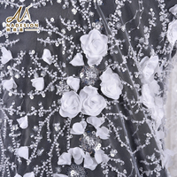 Vente directe d'usine mariée dentelle broderie haute qualité dentelle florale tissu perle Tulle tissu mariée dentelle tissu