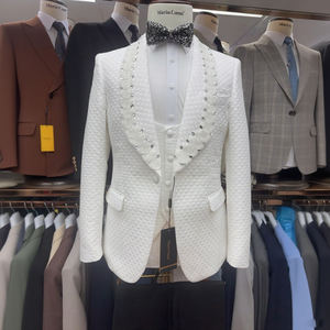 Costumes pour hommes <span class=keywords><strong>sur</strong></span> <span class=keywords><strong>mesure</strong></span> de haute qualité vêtements de cérémonie d'affaires 3 pièces pour les événements de bureau Design de style arabe pur grande taille respirant - Product Image 3