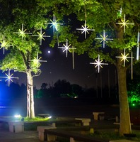 Luz LED de Arcoíris con Motivo de Estrella Cruzada 2D para Exteriores, IP65, con Marco de Aluminio Metálico de 70x70cm, para Decoración Navideña y de Paisajes