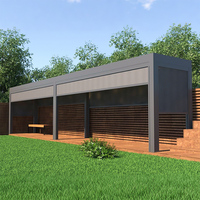 Pergola de jardin extérieure en aluminium 4x3 m, pergola bioclimatique, pergola à lames orientables avec stores en bois
