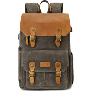 Túi đựng máy ảnh cổ điển chống thấm nước có đệm, có ngăn USB tháo rời, chống sốc, chất liệu vải bố sáp - Product Image 5