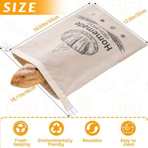 Bolsa de tela reutilizable con logotipo personalizado para almacenamiento de alimentos, con cierre de cera de abejas, de algodón y lino orgánico, para pan de masa madre - Product Image 3