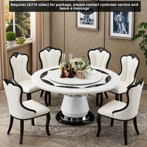 Vente Directe Usine : Ensemble <span class=keywords><strong>Table</strong></span> et Chaises de Salle à Manger Modernes en Marbre pour Salon, Appartement, Modèle Simple Rond pour Grande Villa - Product Image 4