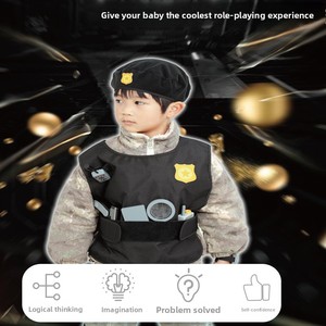 Costume de simulation de policier Interpol pour enfant avec modèle de pistolet pour jeu de rôle - Unisexe, âge 4-6 ans - Product Image 2