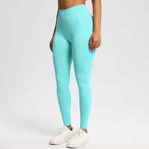 Pantalones de Yoga de cintura alta para mujer, mallas de entrenamiento personalizadas con cierre de cintura elástica, mallas de patrón sólido - Product Image 2