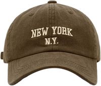 Gorra de béisbol New York para deportes al aire libre, unisex, con visera curva, de sarga, estampado digital a cuadros común, de 6 paneles, lavada.