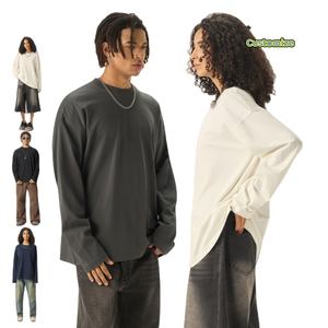 قمصان رجالية فضفاضة بأكمام طويلة من القطن الخالص 100٪ ثقيل الوزن بتصميم عصري وجودة عالية للبيع بالجملة - Product Image 2