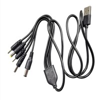 Câble de charge rapide USB DC 5 en 1 |   5 embouts (5,5 mm/4,0 mm/3,5 mm/2,5 mm/2,0 mm) |   Longueurs de 1 m 20 cm |   Utilisation d'écouteurs pour ordinateur |   Noir/Blanc
