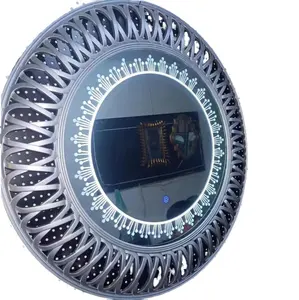 Modern LED Decorative Glass Mirror Framed Frameless Oval Design For Bathroom Bedroom Wall Mounted Wooden Makeup Home Decoration