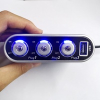 Prise allume-cigare de voiture à 3 voies avec port USB 5V 1A