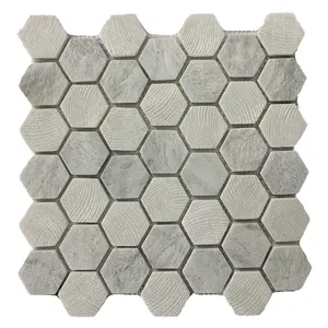 Fabriek Beste Verkoop Hars Hexagon Mozaïek 3d Wandpaneel Tegel Voor Decoratie