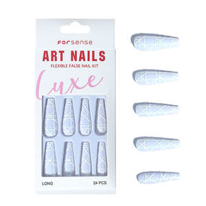 Facile hiver chic mat presse sur la conception des <span class=keywords><strong>ongles</strong></span> vacances simple blanc 3d ligne <span class=keywords><strong>ongles</strong></span> conseils <span class=keywords><strong>mariage</strong></span> mariée élégant long cercueil <span class=keywords><strong>faux</strong></span> <span class=keywords><strong>ongles</strong></span> - Product Image 6