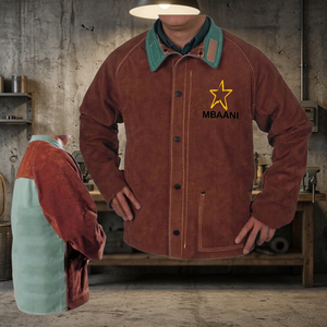 Veste de soudeur marron pour homme, boutonnée, résistante à la chaleur, coupe classique, vêtement de travail de sécurité pour atelier - Product Image 2