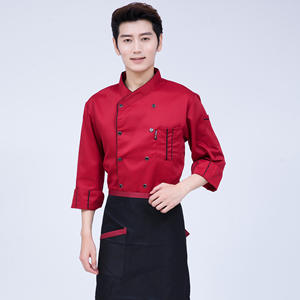 Ensemble d'uniformes de chef en polyester à manches longues pour restaurants Pantalon de veste de chef respirant résistant aux taches Logo personnalisé disponible - Product Image 3