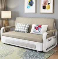 Canapé-lit de luxe moderne pour salon, pliable et extensible, avec structure métallique, revêtement en tissu, mousse haute densité et rangement, idéal pour appartement