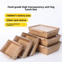 Emballage jetable en papier kraft avec couvercle transparent pour sushis, plats à emporter, boîte à lunch, salades, poulet frit FWCH