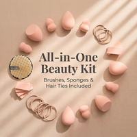 Kit de maquillage de base 44 pièces, poils en nylon grande capacité, manche en plastique, sac de rangement portable pour articles de toilette de voyage