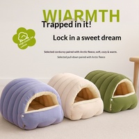 Nid fermé pour animaux de compagnie, épaissi, isotherme, amovible, lavable, double usage, cachette pour chiens et chats de petite et moyenne taille, sommeil profond, polyester