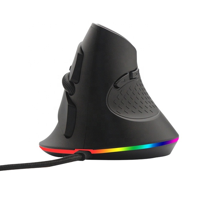 RGB Led Light USB Wired Vertical Optical Mouse PC Ergonomic Game Mice