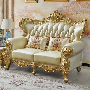 Divano Sezionale GEDO 2026 in Vera Pelle, Stile Europeo Anticato, Popolare, con Intaglio su Entrambi i Lati in Legno Massello per Soggiorno - Product Image 5