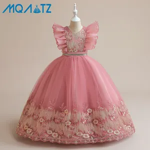 Hot Sale Yellow Girl Performance Show Princess Kid Birthday Party Dress 3 to 10 year wear LP-365