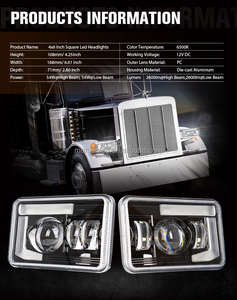 4 Fari LED DOT 4x6 Pollici per <span class=keywords><strong>Cadillac</strong></span> Eldorado <span class=keywords><strong>Seville</strong></span> Buick Riviera Electra Regal 1975-1985, Luci di Posizione Abbaglianti/Anabbaglianti - Product Image 2