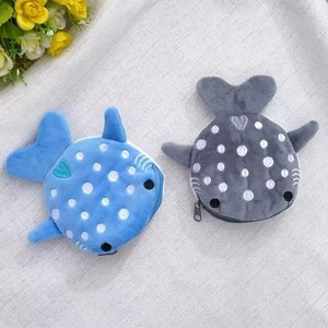 Cartoon <b>Cute</b> Whale Shark Coin <b>Purse</b> Kawaii Wallet Portable Plush Coin Bag Key Earphone Coin Organizer Pouch Zipper Bag Kids Gift - Product Image 2