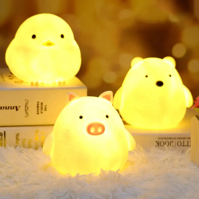 Cute Led Night Light Girl Heart Cartoon Rabbit Luminous Light Bedroom Bedside Atmosphere Light Creative Gift Decoration