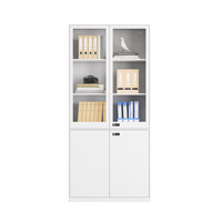Armoire de classement ignifuge en acier à 3 tiroirs verrouillable avec porte vitrée, design moderne et épuré, pour usage commercial
