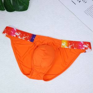 Slips <span class=keywords><strong>pour</strong></span> hommes, triangle creux sur le côté, sexy, nylon, couleur unie, imprimé arc-en-ciel, ceinture confortable, sous-vêtements respirants à séchage rapide - Product Image 3