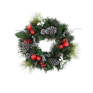 Guirnalda Decorativa Profesional para Puerta Principal con Bayas Rojas, Piñas y Diseño de Guirnalda Artificial - Product Image 2