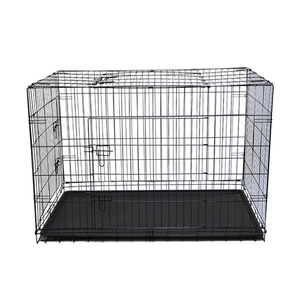 Cage en métal pour animaux de compagnie avec fermeture à bouton et plateau en plastique, design classique simple pour chiens, chats et petits animaux - Product Image 5