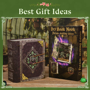 ערכת בנייה של MiniCity Magic Book Nook עם אור, צעצועי בנייה של Booknook לעיצוב הבית של מדף הספרים (מהדורת הכנת שיקויים) - Product Image 6