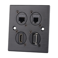 86 Alüminyum Multimedya Duvar Bilgi Kutusu Çift 4-Port D-Tipi Modül CAT5e/CAT6 RJ45 /VGA Ses/Görüntü Ön Panel Soketi