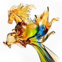 Trophée en forme de cheval poli en verre et cristal écologique Jadevertu 2026 Horse Racing Zodiac Award