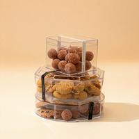 Boîte à gâteaux transparente en gros, étanche, résistante à la chaleur, écologique, pour brownies, desserts, tiramisu, bonbons, avec étiquette en papier