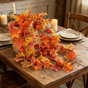 Guirlande de feuilles d'érable artificielles Mezanchen avec citrouilles, décoration de récolte d'automne pour escalier, décoration de maison pour Thanksgiving - Product Image 5