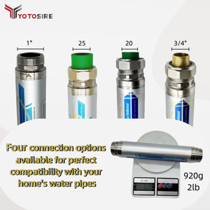 Système de déscaleur d'<span class=keywords><strong>eau</strong></span> sans sel NPT 3/4 pouce Prévention de l'échelle <span class=keywords><strong>Adoucisseur</strong></span> d'<span class=keywords><strong>eau</strong></span> pour <span class=keywords><strong>chauffe</strong></span>-<span class=keywords><strong>eau</strong></span> et tuyaux Garantie de durabilité de 1 an - Product Image 2