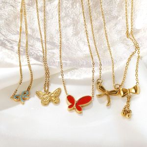 สร้อยคอโซ่กระดูกไหปลารูปผีเสื้อ โลหะผสมสังกะสีสีทอง ของขวัญเครื่องประดับแฟชั่นสำหรับผู้หญิง - Product Image 1