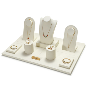 Jinsky Supports de Présentation de <span class=keywords><strong>Bijoux</strong></span> de Luxe Couleur Crème, Présentoir Élégant pour Boucles d'Oreilles, Colliers et Bracelets - Product Image 5