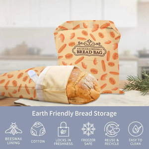 用于酸面团和自制面包的2包蜂蜡面包袋-天然棉酸面团可重复使用的蜂蜡食品储物袋 - Product Image 3