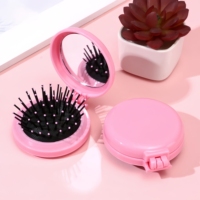 Peigne pliant avec miroir, 17 couleurs, portable, peigne à air comprimé, peigne de voyage, miroir cosmétique, masseur de cuir chevelu, outils de beauté - Grande Vente